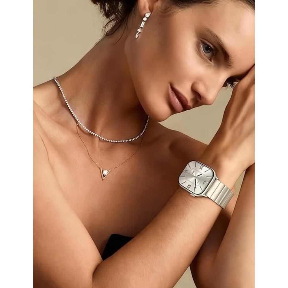 Wearlizer Two Tone Metal Band Compatible W Apple Series 11-1/SE/Ultra Starlight - Picture 5 of 12